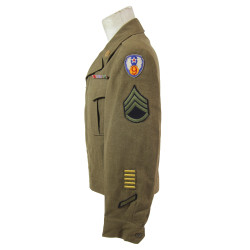 Jacket, Ike & Cap, Garrison, S/Sgt. Eugene Palm, First Army & 9th Air Force, ETO