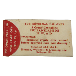 Sachet de sulfanilamide, Hynson, Westcott & Dunning, Inc., plein