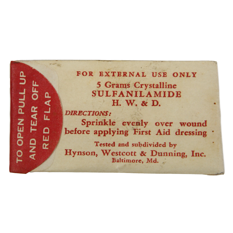 Sachet de sulfanilamide, Hynson, Westcott & Dunning, Inc., plein