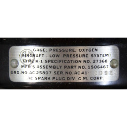 Gage, Oxygen Cylinder Pressure, USAAF