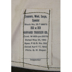 Trousers, Wool, Serge, Special, 32 x 33, 1943