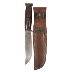 Knife, Fighting, KA-BAR, OLEAN, N.Y., with Leather Scabbard