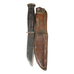 Couteau de combat, KA-BAR, OLEAN, N.Y., avec fourreau en cuir