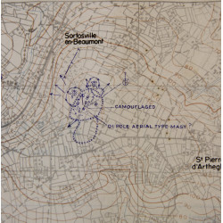 Carte, Defences, BARNEVILLE, Normandie, 1944, TOP SECRET, 9th inf. Div.