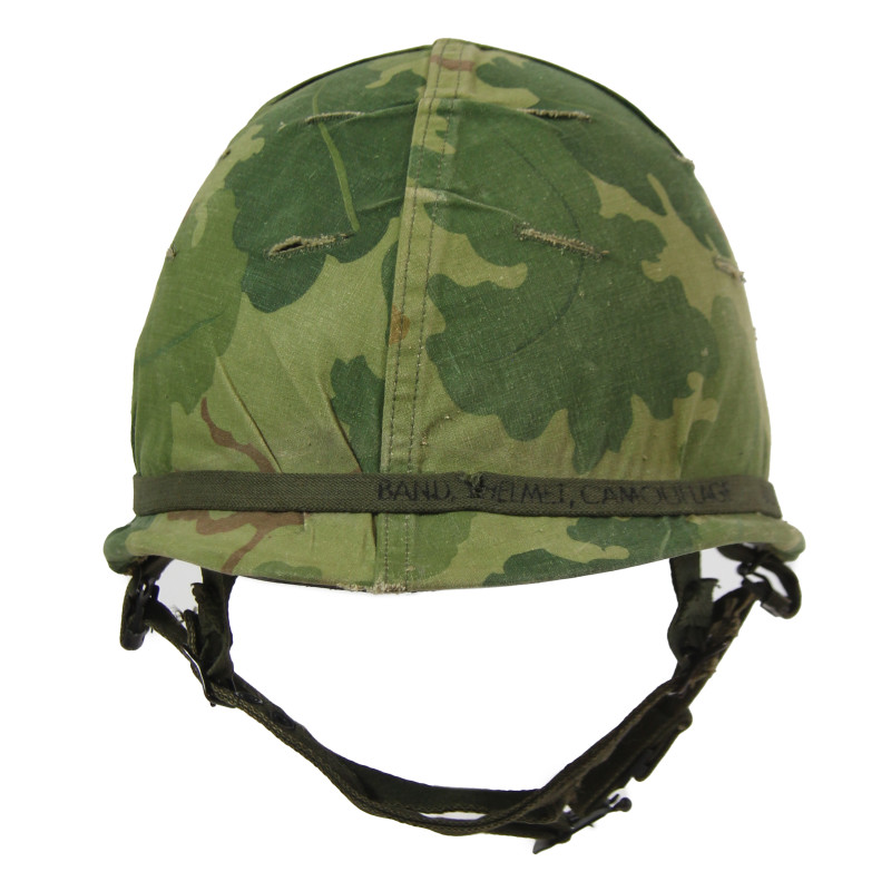 Helmet, M1, Parachutist's, Complete, with Camouflage Cover, 1964, Vietnam, Named