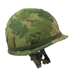 Casque M1, parachutiste, complet, avec couvre-casque Mitchell, 1964, Viêt-Nam, nominatif