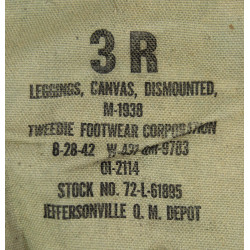 Guêtres en toile, US Army, 3R, TWEEDIE FOOTWEAR CORPORATION 1942