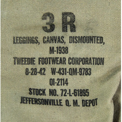 Guêtres en toile, US Army, 3R, TWEEDIE FOOTWEAR CORPORATION 1942