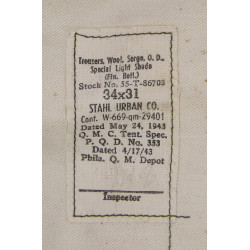 Trousers, Serge, Wool, OD, Special, 34 x 31, 1943