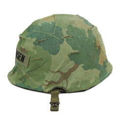 Helmet, M1, Complete, with Camouflage Cover, 1974, Vietnam, Named