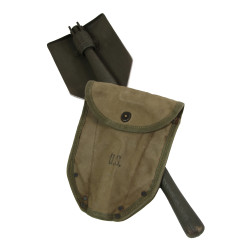 Shovel, Folding, M1943, AMES 1944, with 1st Type Carrier, TULSA CANVAS PRODUCTS CO. 1943