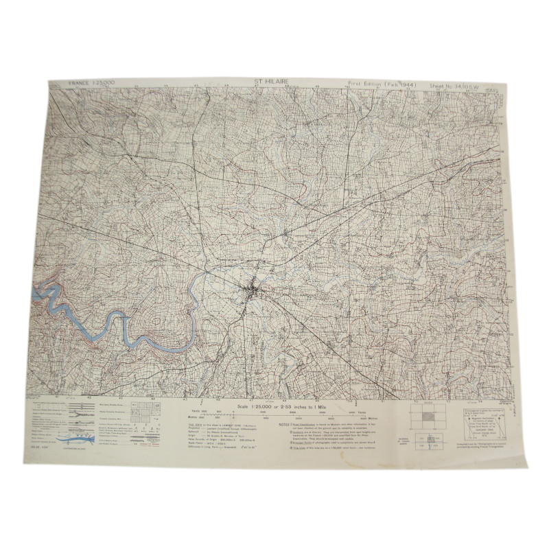 Map, Saint-Hilaire-du-Harcouet, Normandy, 1944, 90th Infantry Division.