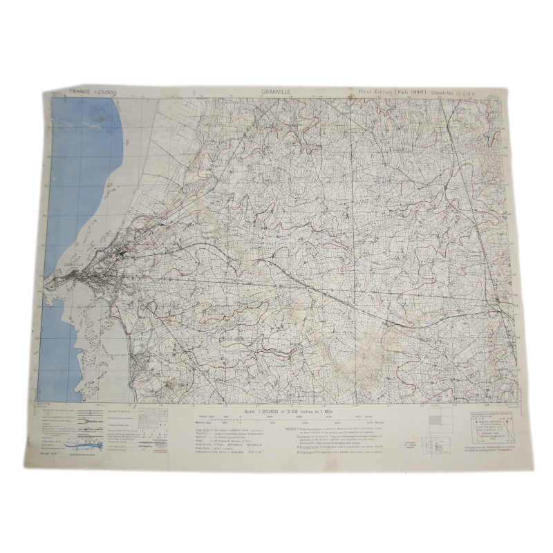 Map, British GRANVILLE, Normandy, 1944, 6th Armored Division