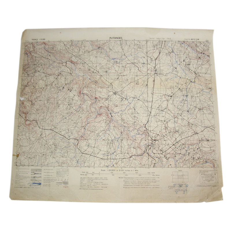 Carte alliée, PUTANGES, Normandie, 1944, 11th Armoured Division