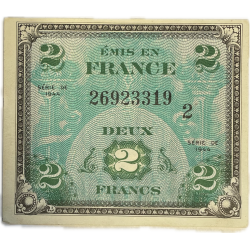 Billet d'invasion, 2 francs, 1944