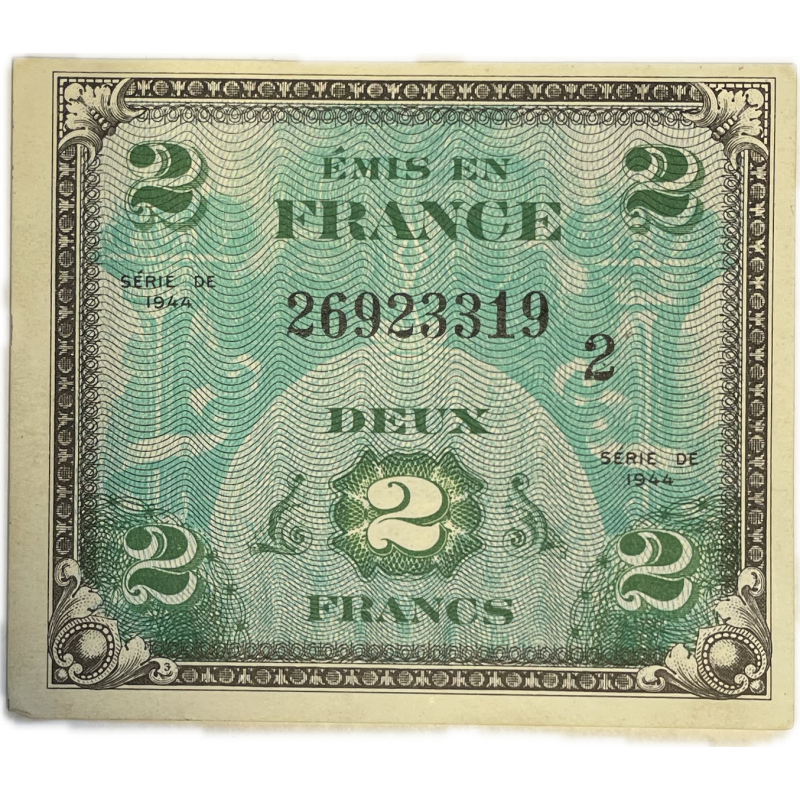 Billet d'invasion, 2 francs, 1944