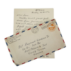 Letter, Pvt. Ray Geddes, Camp Toccoa, 501st PIR, 1943