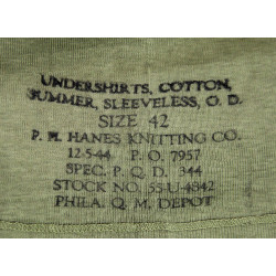 Undershirts, Cotton, Summer, Sleeveless, O.D., Size 42, 1944