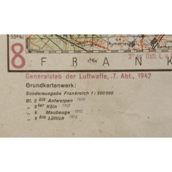 Carte allemande, Anvers - Lüttich, Belgique, Luftwaffe, 1942