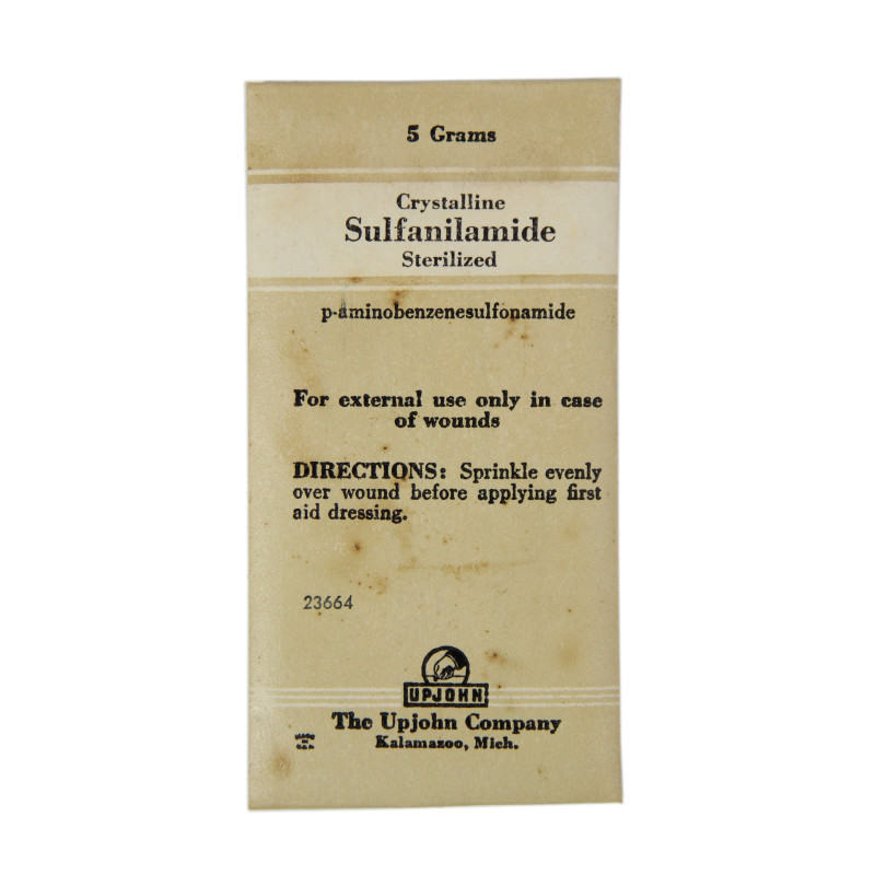 Sachet de sulfanilamides, The Upjohn Company, plein