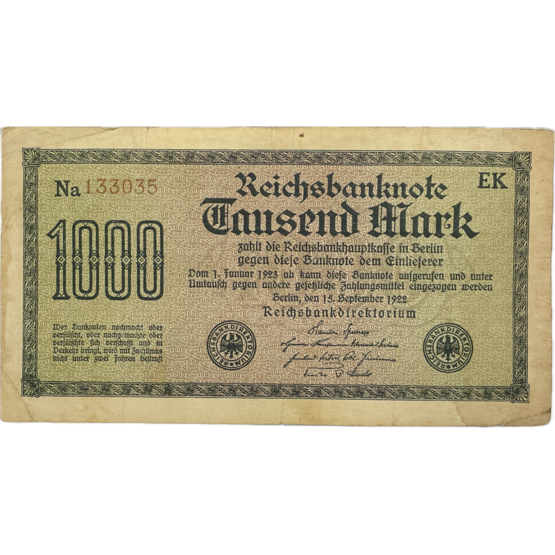 Banknote, 1000 Reichsmark, 1922