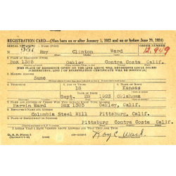 Carnet d'étiquettes de blessés, Emergency Medical Tag, Sgt. Roy Ward, 13th Inf. Regt., 8th Infantry Division, ETO