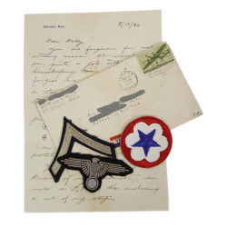 Letter & Insignia, Pfc. Edward Haas, 107th General Hospital