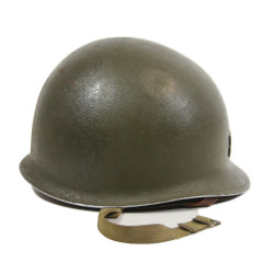 Casque M1, pattes fixes, Cpt. Charles Maus, Co. K, 116th Inf. Regt., 29th Infantry Division, D-Day, Omaha Beach, WIA, Normandie