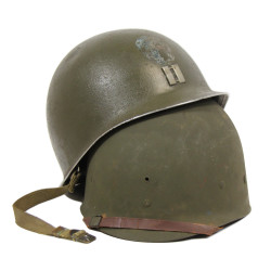 Helmet, M1, Fixed Loops, Cpt. Charles Maus, Co. K, 116th Inf. Regt., 29th Infantry Division, D-Day, Omaha Beach, WIA, Normandy