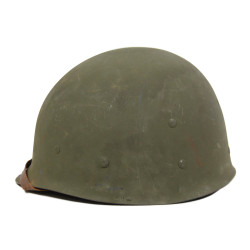 Helmet, M1, Fixed Loops, Cpt. Charles Maus, Co. K, 116th Inf. Regt., 29th Infantry Division, D-Day, Omaha Beach, WIA, Normandy