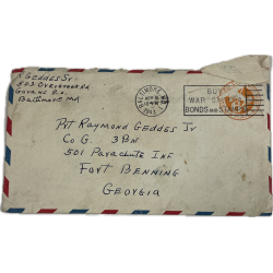 Letter, Pvt. Ray Geddes, Fort Benning, 501st PIR, 1943