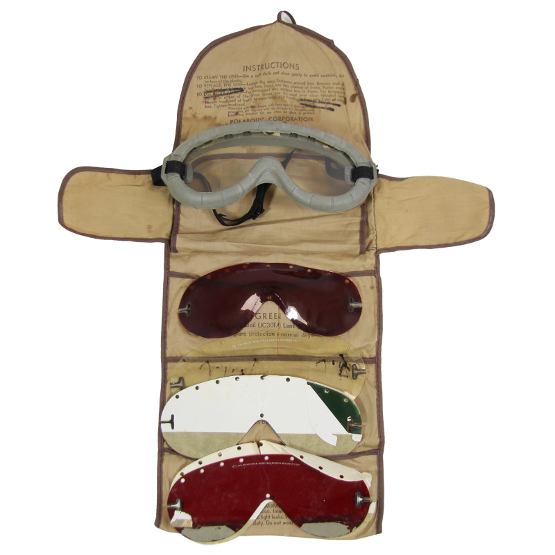 Goggles, Polaroid, No. 1021, US Army, with Canvas Case and Spare Lenses