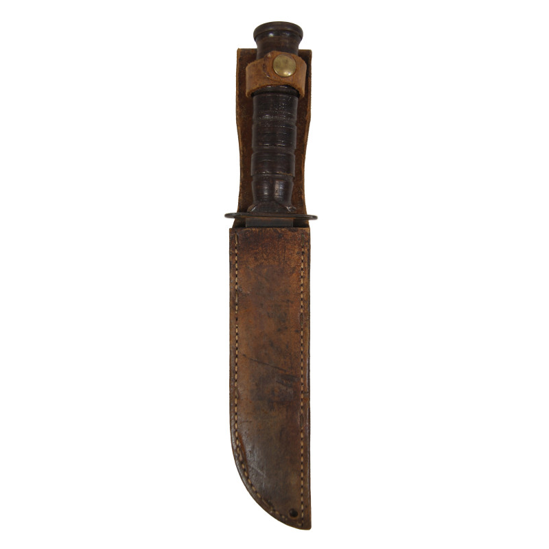 Knife, Fighting, MK 2, CAMILLUS, USMC, with Leather Scabbard, Cpl. Samuel Clegg, Fleet Marine Force