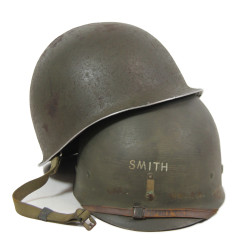 Helmet, M1, Fixed Loops, FIRESTONE Liner, Plain A Washers, 2nd Lt. Charles Smith, Jr.