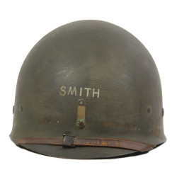 Helmet, M1, Fixed Loops, FIRESTONE Liner, Plain A Washers, 2nd Lt. Charles Smith, Jr.