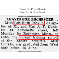 Gourmette, 1st Lt. Lois Conklin, US Army Nurse Corps, 186th General Hospital, Angleterre