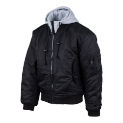 Bomber-style pilot jacket with hood