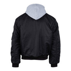 Bomber-style pilot jacket with hood