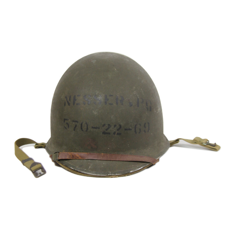 Helmet, M1, Fixed Loops, HAWLEY Liner, SM2c Paul Nesser, USS Cuttlefish, Atlantic