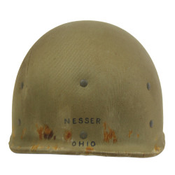 Casque M1, liner HAWLEY, SM2c Paul Nesser, USS Cuttlefish, Atlantique