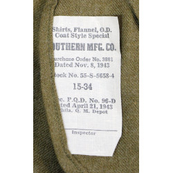 Chemise moutarde, Special, 15 x 34, 1943, Southern Mfg Co., état neuf