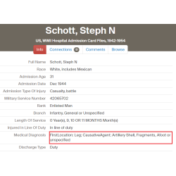 Grouping, Pfc. Stephen Schott, Co. E, 115th Inf. Regt., 29th Infantry Division, WIA, ETO