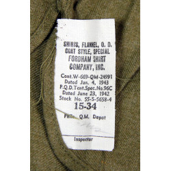 Shirt, Wool, Special, 15 x 34, FORDHAM SHIRT COMPANY, INC. 1943, Mint