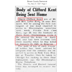 Grouping, Pfc. Harry Kent, Co. G, 291st Inf. Regt., 75th Infantry Division, KIA, Battle of the Bulge