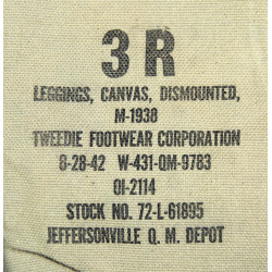 Guêtres en toile, US Army, 3R, TWEEDIE FOOTWEAR CORPORATION 1942