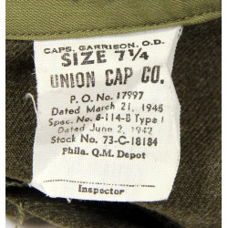 Cap, Garrison, OD, US Army, Size 7 1/4, Mint