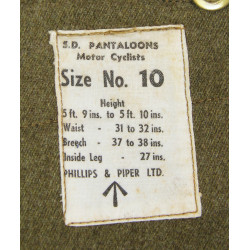 Pantalon de motocycliste britannique, 1942, taille 10, état neuf