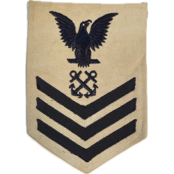 Insigne, Botswain's Mate 1st Class Petty Officer, US Navy, blanc