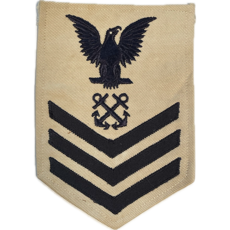 Insigne, Botswain's Mate 1st Class Petty Officer, US Navy, blanc