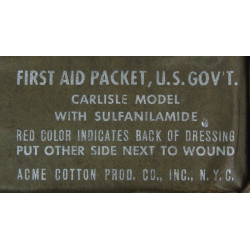 Pansement M-42, First-Aid Packet, Carlisle Model, avec sulfanilamide, dans son étui en carton